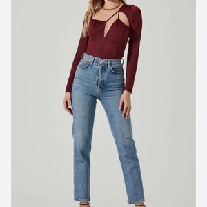 Astr Black Long Sleeve Bodysuit